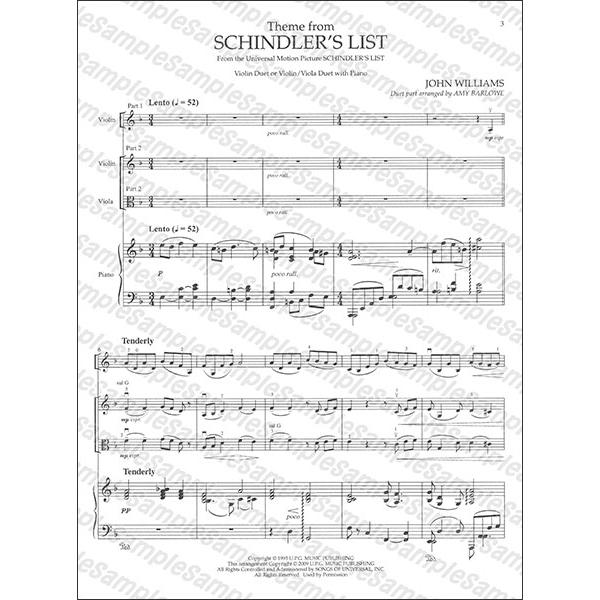 楽譜 シンドラーのリストのテーマ 04490837／ヴァイオリン・デュエット