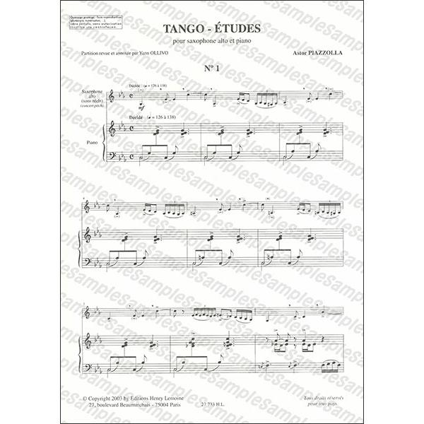 楽譜 ピアソラ／6つのタンゴ・エチュード(524-03548／サクソフォン