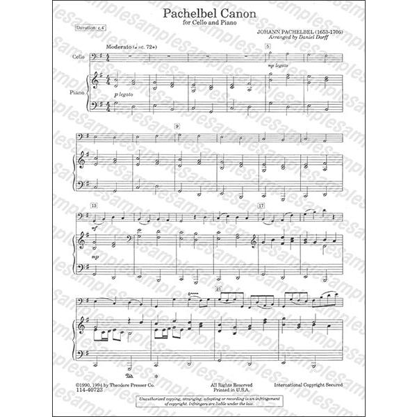 楽譜 パッヘルベルのカノン（チェロ＆ピアノ（スコア＆パート譜