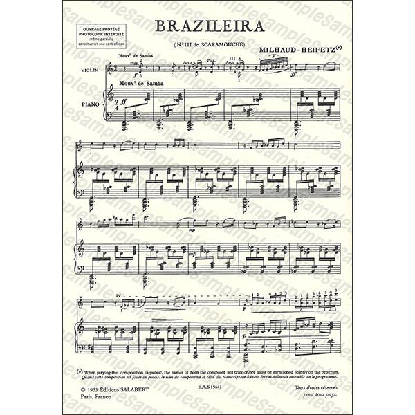 楽譜 ミヨー／組曲「スカラムーシュ」より 第3楽章 ブラジルの女