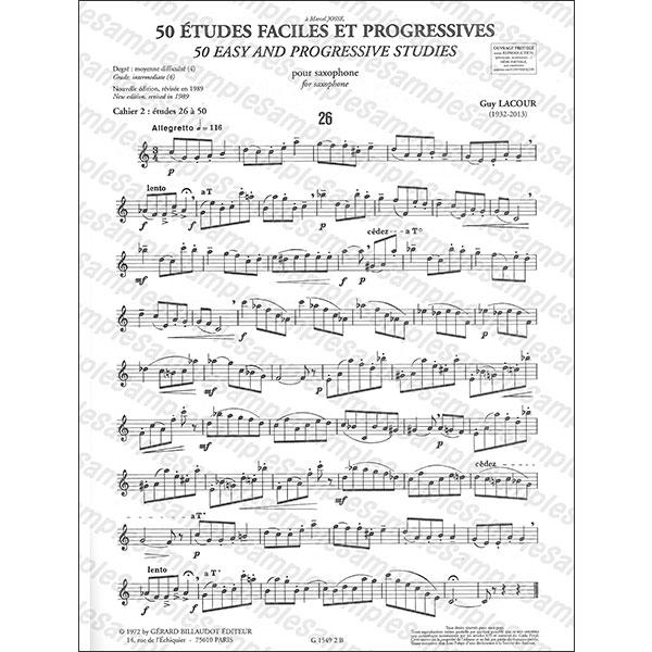 楽譜 ラクール／50のやさしい漸進的な練習曲 第2巻（Saxophone