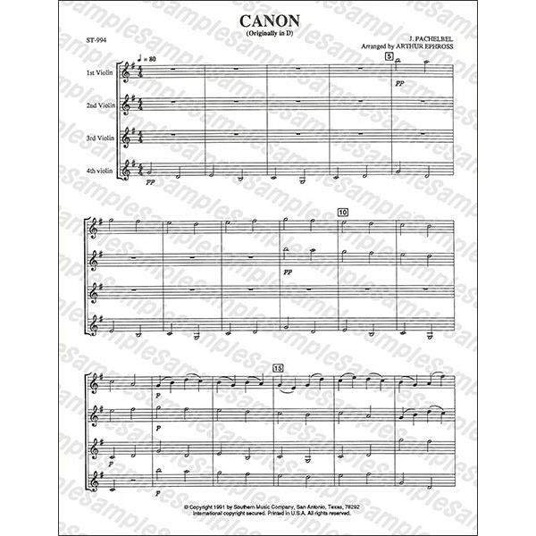 楽譜 パッヘルベル／カノン（ヴァイオリン四重奏）(03775905／ST994