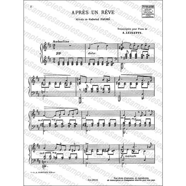 楽譜 フォーレ/夢のあとに(【1618860】/HA09036/ピアノ・ソロ/輸入楽譜