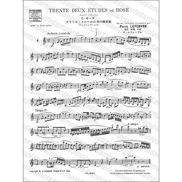 楽譜 ローズ／クラリネットのための32の練習曲（フェルリングによる