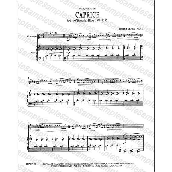 楽譜 ジョセフ・トゥリン／カプリス（Tp＆Pf）(BIMTP190／トランペット