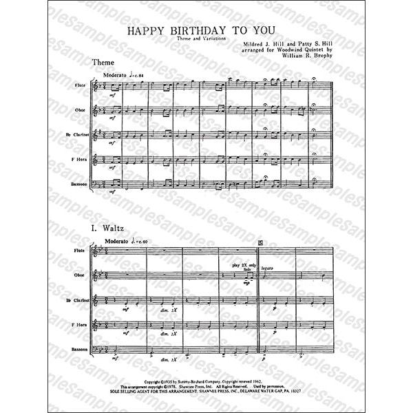 楽譜 ハッピー・バースデイ・トゥー・ユー(35008817／木管5重奏