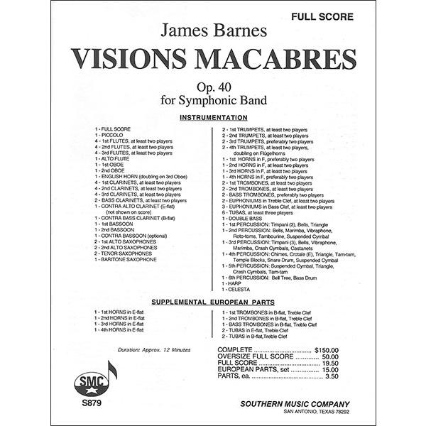 楽譜　バーンズ／死の幻想(S879／03778850／輸入吹奏楽譜（T）／G5／T:12:00) 