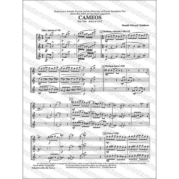 楽譜 マシューズ／カメオ 【サックス三重奏】(【187958