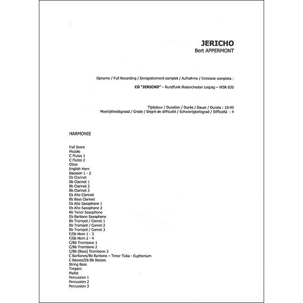 楽譜 アッペルモント／ジェリコ(【215319】／BMP2101151／輸入吹奏楽譜