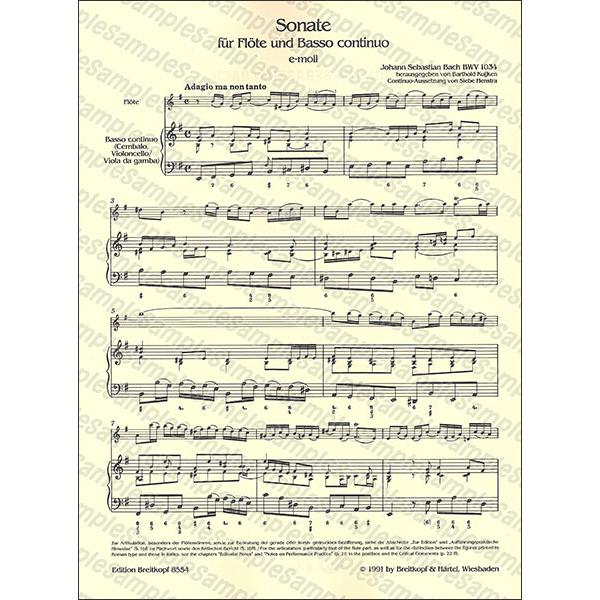 楽譜 J.S. バッハ／フルート・ソナタ ホ短調 BWV 1034(【1052477】／EB