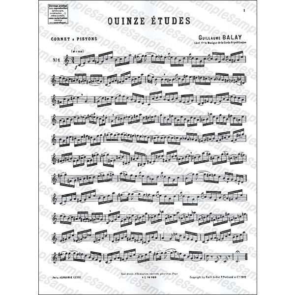 楽譜 バレイ／トランペットのための15の練習曲(【563371】／AL14960