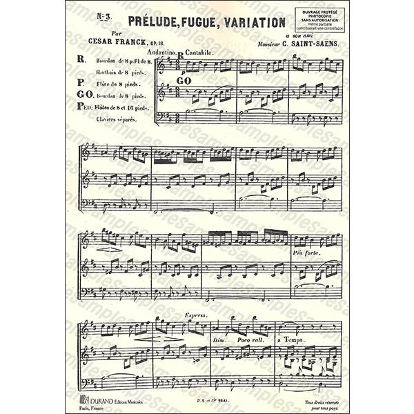 楽譜 フランク／プレリュード、フーガと変奏曲 作品18 【オルガン