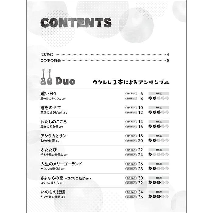 楽譜  ウクレレ・アンサンブル/スタジオジブリ作品集(改訂版)(15267/TAB譜付スコア) |  | 01