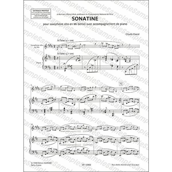 楽譜 パスカル/ソナチネ 【A.Sax&Piano】(【2201678