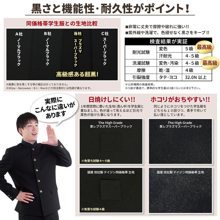 TORAY（東レ） 学ラン 学生服 男子 上着 日本製 スリム体 標準型 超黒