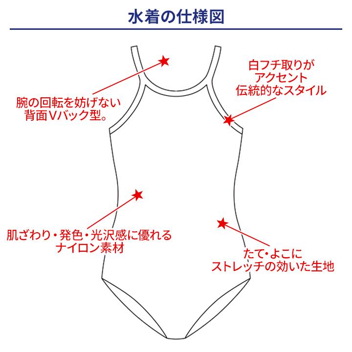 スクール水着 フットマーク Ｍ〜4L 学販品 ツーウェイ ワンピース 競泳スタイル 白パイピング 競泳型 108624 G-1610風 送料無料 メール便発送｜gakuseifuku｜04