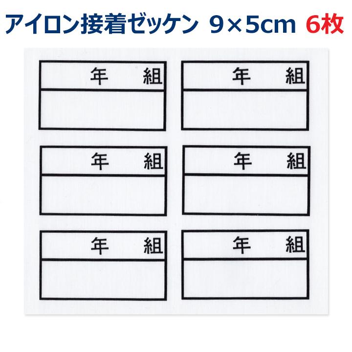 6枚1シート 年組 ゼッケン アイロン接着 ネーム布 9×5センチ 小学校