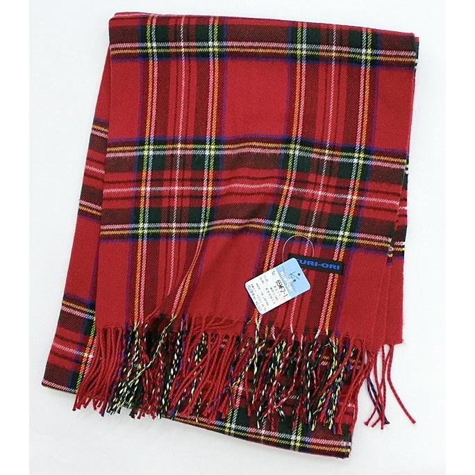 KURI-ORIクリオリ ウール混チェック柄大判マフラー ロイヤル