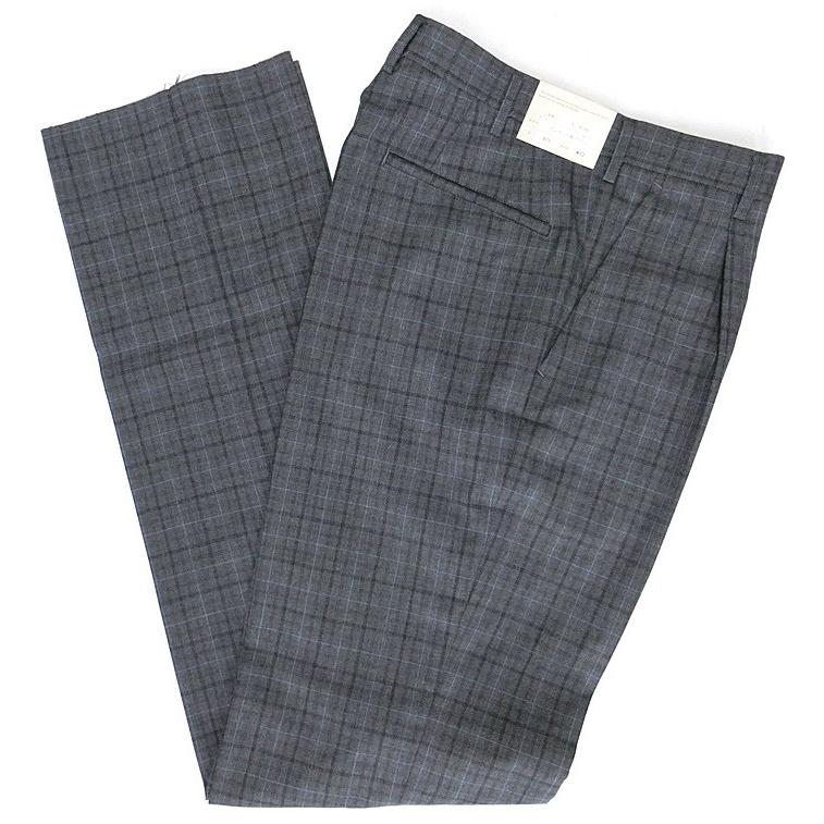 夏用メンズ制服スラックスA920 グレーチェック ワンタック カンコー