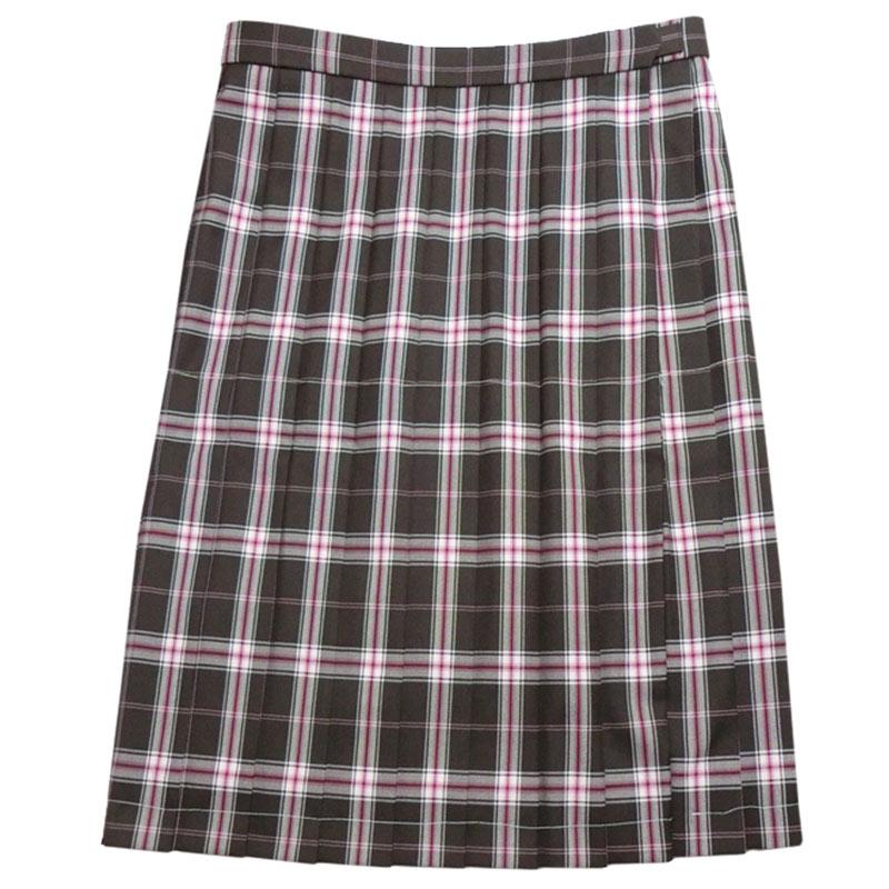 制服スクールスカート エンジベージュチェック スリーシーズン 丈長め56センチ 本プリーツ W90 W100