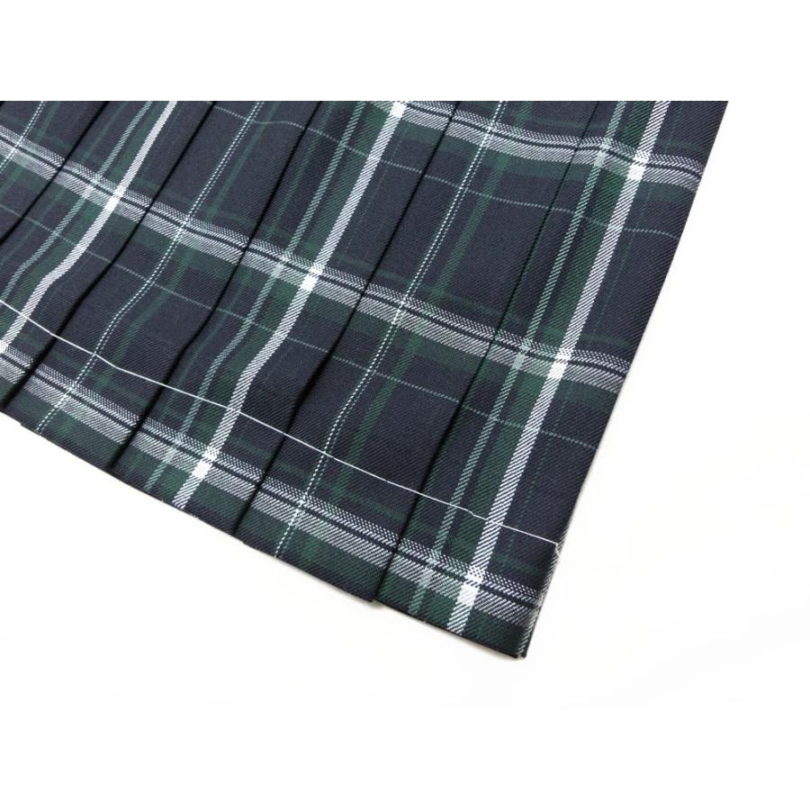 プリーツスカート ブルー×グリーンチェック W72 丈45 シャツ・リボン