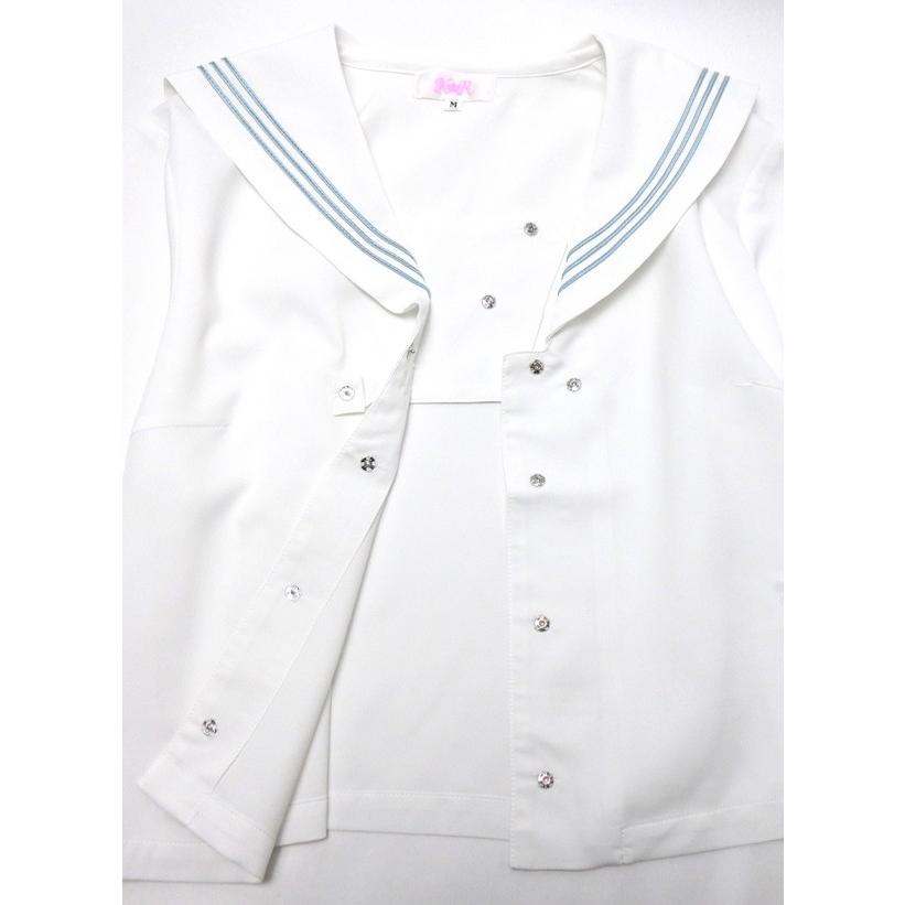 セーラー服 半袖 セーラーブラウス 前開き 白衿/紺衿 S/M/L KURI-ORI