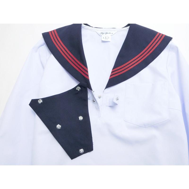セーラー服 長袖 白身頃 紺衿 赤三本線 夏用 合服 9A-17A 富士