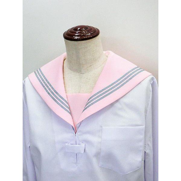 セーラー服 長袖 白身頃×ピンク衿 KURI-ORIクリオリ 165B/175B 日本製