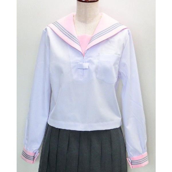 セーラー服 長袖 白身頃×ピンク衿 KURI-ORIクリオリ 165B/175B 日本製