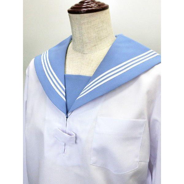 セーラー服 大きいサイズ長袖 白身頃×サックス衿 KURI-ORIクリオリ