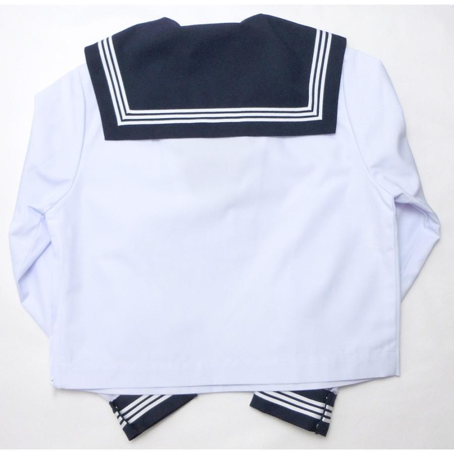 富士ヨット夏用白セーラー服 長袖 紺衿・三本線 18号 A体 : アイラブ