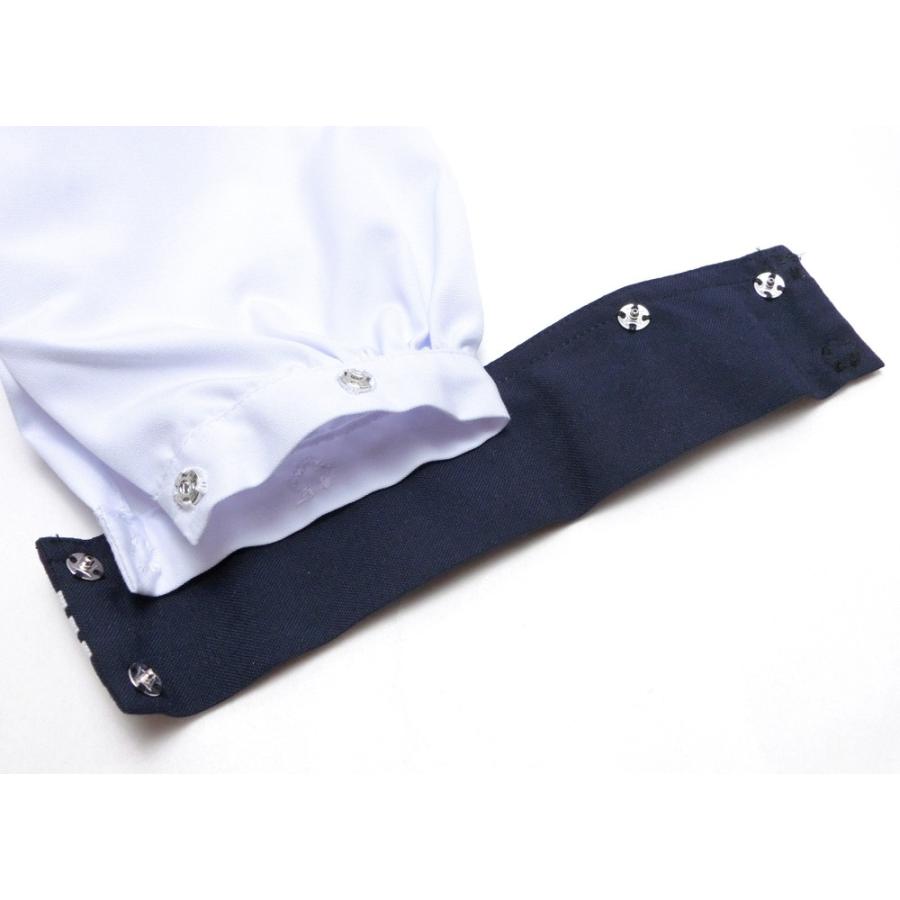 富士ヨット夏用白セーラー服 長袖 紺衿 三本線 6A〜17A A体(普通