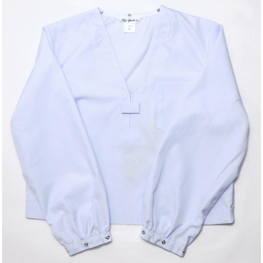 富士ヨット夏用白セーラー服 長袖 紺衿 三本線 B体(大きいサイズ) 14B