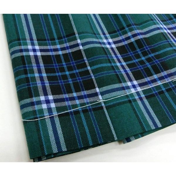 プリーツスカート ブルー×グリーンチェック W72 丈45 シャツ・リボン