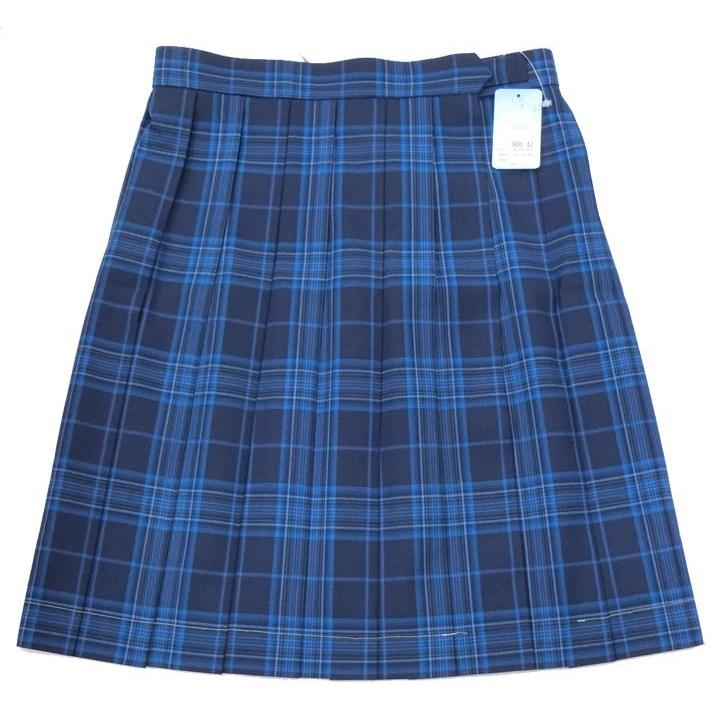 制服 スカート 夏用 ブルーチェック 大きいサイズ W75/W80/W85 丈48膝 