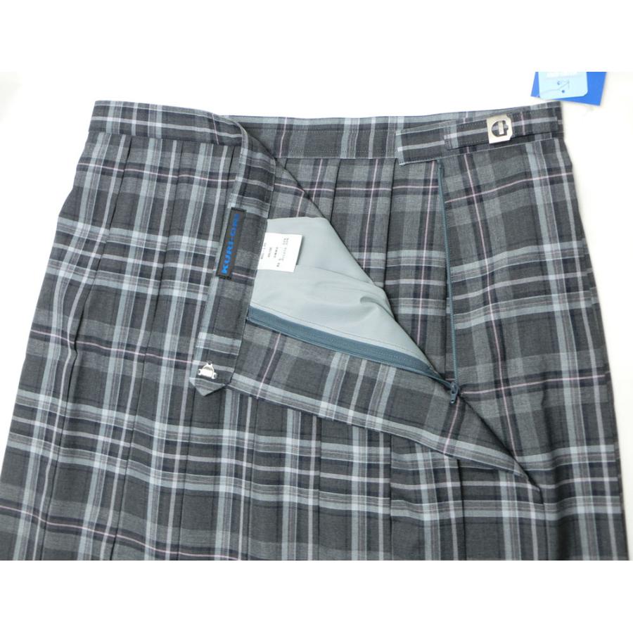 制服 スカート 夏用 KURI-ORIクリオリ 濃淡グレー×ピンクチェック W60