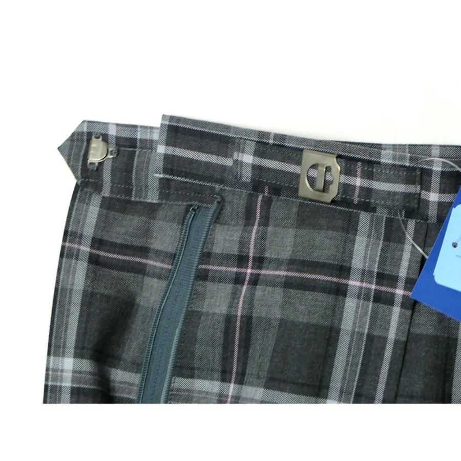 制服 スカート 夏用 KURI-ORIクリオリ 濃淡グレー×ピンクチェック W60