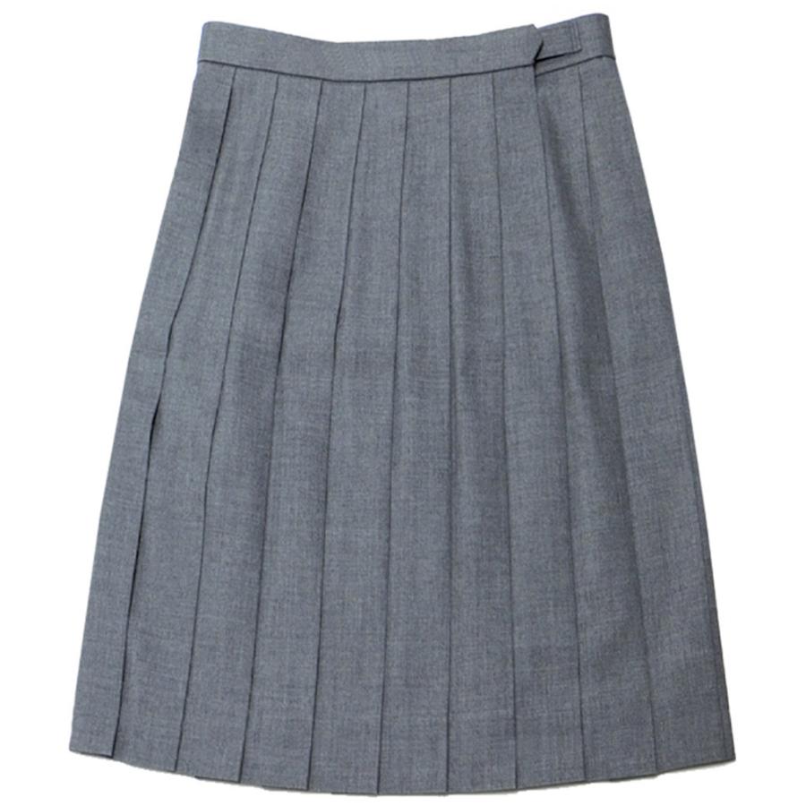 KURI-ORIクリオリ 制服 スカート グレー無地 車ヒダ20本 膝上丈 スリー