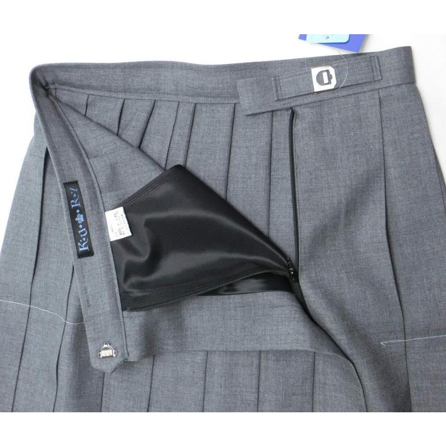 KURI-ORIクリオリ 制服 スカート グレー無地 車ヒダ20本 膝上丈 スリー