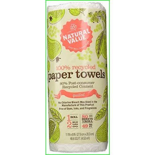 Natural Value 100% Recycled Paper Towels, 80 2-Ply Sheets (Pack of 30)