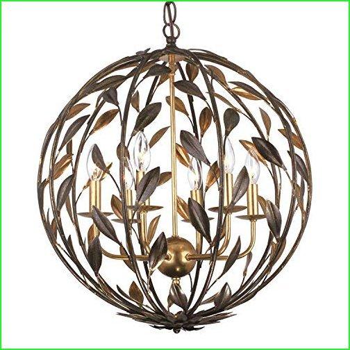 お得なクーポン配布中 Broche 6 Light English Bronze＆Antique Gold Sphere Chandelier