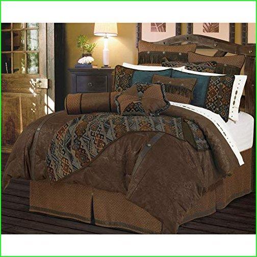 HiEnd　Accents　Del　Rio　Blue　Comforter　Tooled　Twin,　Leather　Faux　PC　Brown,　Set,