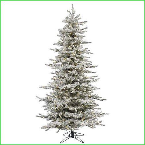 Vickerman　45'　Flocked　Slim　Sierra　250　Artificial　White　with　Tree　Warm　Christmas　LED　Lights