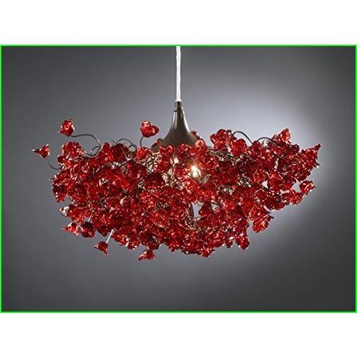 全日本送料無料 レッドシャンデリア ロマンチック赤い花ペンダントライトシェード Lampshadesのリビングルーム 送料無料 Wjhni Com