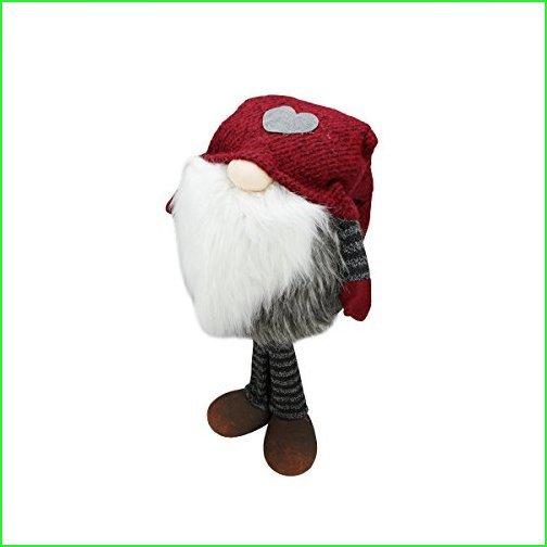 NorthLight Seasonal 24?"赤とグレーストライプ" Finn " Standing ChubbyサンタGnomeテーブルトップクリス