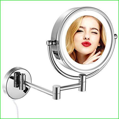 GURUN　LED　Wall　Mount　13-Inch　10x　Makeup　Mirror,　Magnification,　Chrome　Bathroom　Mirror　Lighted　Extension,Brass　Vanity　Finished　M1809D(9in,10x