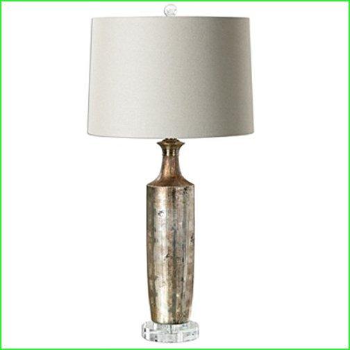 【ご予約品】 Contemporary Distressed-Finish Gold and White 29.5" Home At Diva Style Shade Hardback with Lamp Table テーブルライト