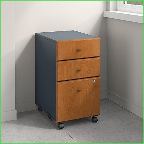 Bush Business Furniture Series A Drawer Mobile File Cabinet, Natural Cherry Slate