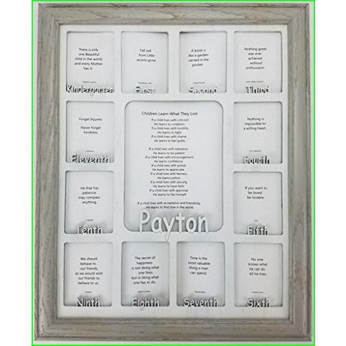NORTHLAND FRAMES AND GIFTS, INC. School Years Picture Frame Personalized Picture Frame with Any Name Spelled Out Grades Light Gray F