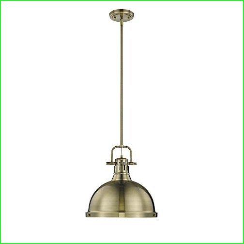予約 ゴールデン照明3604-L ABダンカンペンダント、14 L X 14 W x 14.625 H、熟成した真鍮のシェード付きの老化した真鍮